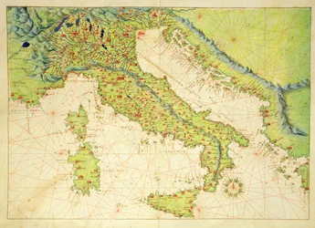 Italië, uit een atlas van de wereld in 33 kaarten, Venetië, 1 september 1553